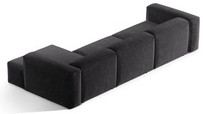 Divano angolare grigio scuro (con penisola a destra/con chaise lounge) con rivestimento in velluto a coste Bergamo – Cosmopolitan Design