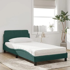 Letto con materasso verde scuro 100x200 cm in velluto