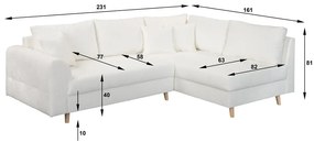 Divano angolare bianco in tessuto bouclé (angolo destro) Ariella - Ropez