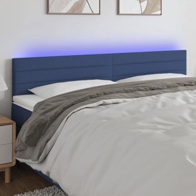 Testiera A Led Blu 200x5x78/88 Cm İn Tessuto /