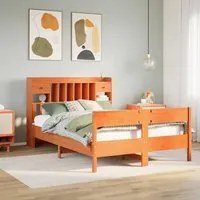 Letto Libreria senza Materasso Marrone Cera 160x200 cm in Pino 3323022