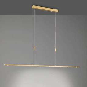 Lampada LED a sospensione Tolu di Quitani, lunghezza 179 cm, ottone dimmerabile, Ottone / Oro, Soggiorno / Sala da pranzo, Alluminio, Moderno