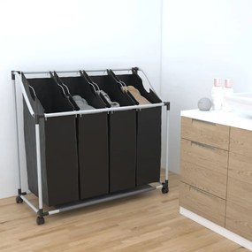 Classificatore Lavanderia Con 4 Borse Nero /