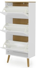 Scarpiera bianca con gambe in legno di quercia a 3 calci Dot - Tenzo