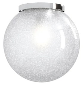 Plafoniera Contemp Glitter Metallo Cromo Vetro Soffiato Trasp 1 Luce E27 25Cm