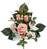 Set 3 Frontali Artificiali Rose/Cymbidium 43 cm Beige