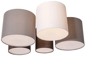 Plafoniera bianca, grigia e marrone a 5 luci - Multidrum