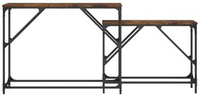 Tavoli consolle impilabili 2pz rovere fumo legno multistrato