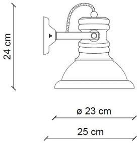 Applique 1 Luce In Ceramica Finitura Vintage Rosso C1693 Industrial