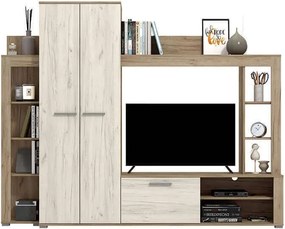 NILA - parete attrezzata moderna colore rovere grigio bianco