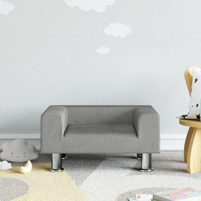 Divano Per Bambini Grigio Chiaro 50x40x26,5 Cm İn Velluto /