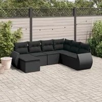 Set Divani da Giardino con Cuscini 7pz Nero Polyrattancod mxl 88476