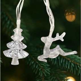 Catena luminosa da esterno a LED 20xLED/2xAA 2,2 m IP44 multicolore con alberelli e renne