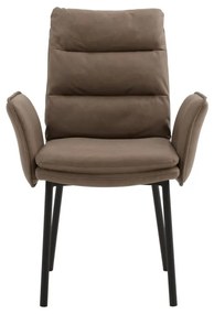 Set di sedie MALIBÙ in similpelle marrone e gambe nere, con braccioli