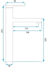 REA-B6215 - Miscelatore per lavabo PIXEL 27,5 cm oro