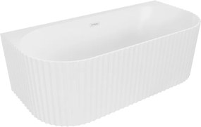 Mexen Sella vasca da bagno freestanding con scanalature 150 x 75 cm, bianca opaca, troppo pieno bianco - 52711507501-20