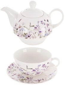 Set da tè bianco/viola in porcellana Louka – Orion