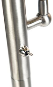 Lampada da terra classica in acciaio con paralume grigio e luce di lettura - Retro