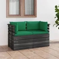 Divano da Giardino 2 Posti su Pallet con Cuscini Massello Pino 3061736