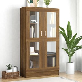Mobile Vetrina Rovere Marrone 82,5x30,5x150cm Legno Multistrato /