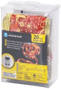Aigostar - Catena luminosa LED 20xLED/3xAA 2m bianco caldo rosso