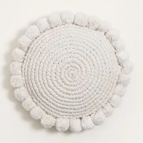 Cuscino rotondo in cotone (Ø30 cm) Yilda Gardenia Bianco - Sklum