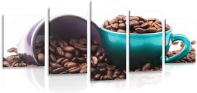 Quadri 5 pezzi – Tazze con chicchi di caffè