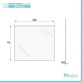 Specchio bagno 105x70 cm a filo lucido con installazione reversibile