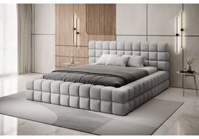 Letto matrimoniale imbottito grigio con contenitore e rete inclusi 180x200 cm Dizzle – ELTAP