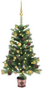 Albero di Natale Preilluminato con Palline Verde, Albero di Natale Preilluminato con Palline Verde 65 cm III