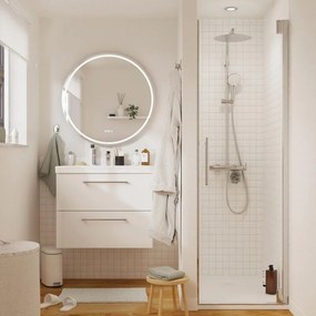 Porta doccia battente Remix2 L 80 x H 195 x P 0.6 cm in vetro vetro senza finitura / trasparente profilo cromo