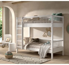 Letto da bambini a castello bianco in faggio massiccio con rete inclusa 90x200 cm Forrest – Vipack