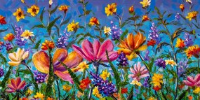 Quadro su tela – Fiori colorati sul prato
