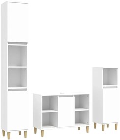 Set mobili da bagno 3 pz bianco in legno multistrato