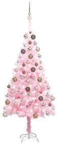 Albero di Natale Preilluminato con Palline Rosa 120 cm PVC
