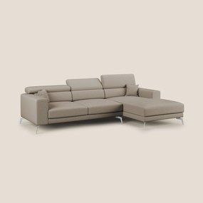 Blade Divano moderno angolare con poggiatesta reclinabili in tessuto impermeabile simil-cotone T13 beige