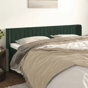 Testiera Ad Orecchio Verde Scuro 163x16x78/88 Cm İn Velluto /