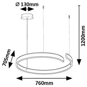 Rabalux 72115 - Lampadario LED SILNORA LED/45W/230V 3000/4000/6500K