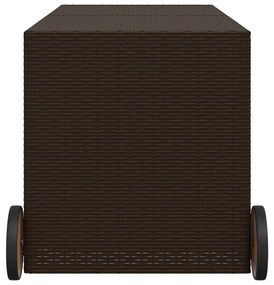Contenitore da giardino con ruote marrone 283l in polyrattan
