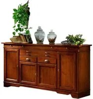 Madia credenza in legno massello 4 porte 7 cassetti tinta noce l.222 p.52 h.108 - Mobili 2G