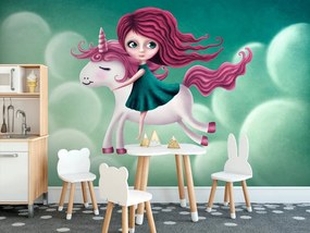 Carta da parati – Bambina con unicorno