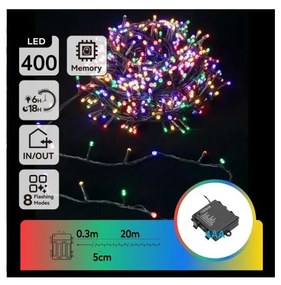 Aigostar - Catena luminosa natalizia da esterno 400 LED/8 funzioni 4xAA 20,3 m multicolore