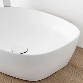 Lavandino da appoggio ovale 50x38 cm bianco opaco Tokyo