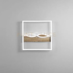 Plafoniera led hawaii quadrata bianca e legno 40w 5120lm cct 3000k ...