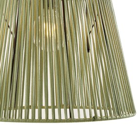 Lampada a sospensione da esterno nera con paralume in corda verde IP44 - Cava Jayla