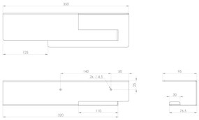 Sapho - Porta carta igienica con ripiano 9,5x35 cm nero opaco