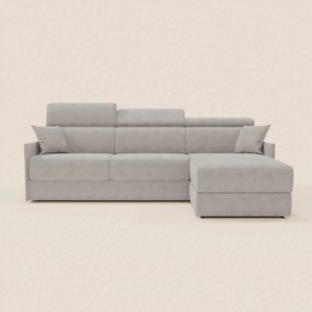 Miryam divano letto angolare compatto - poggiatesta reclinabili e penisola contenitore in tessuto smacchiabile T31