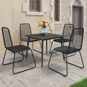 Set Da Pranzo Da Giardino 5 Pz İn Rattan Pvc Nero /