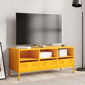 Mobile tv giallo senape 101,5x39x43,5 cm in acciaio