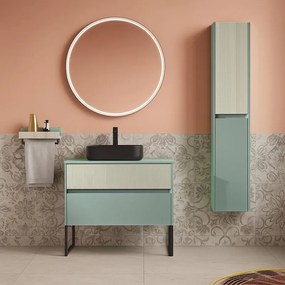 Mobile da bagno sotto lavabo Niwa verde laccato opaco L 89.5 x H 50 x P 45.5 cm 2 cassetti, lavabo non incluso